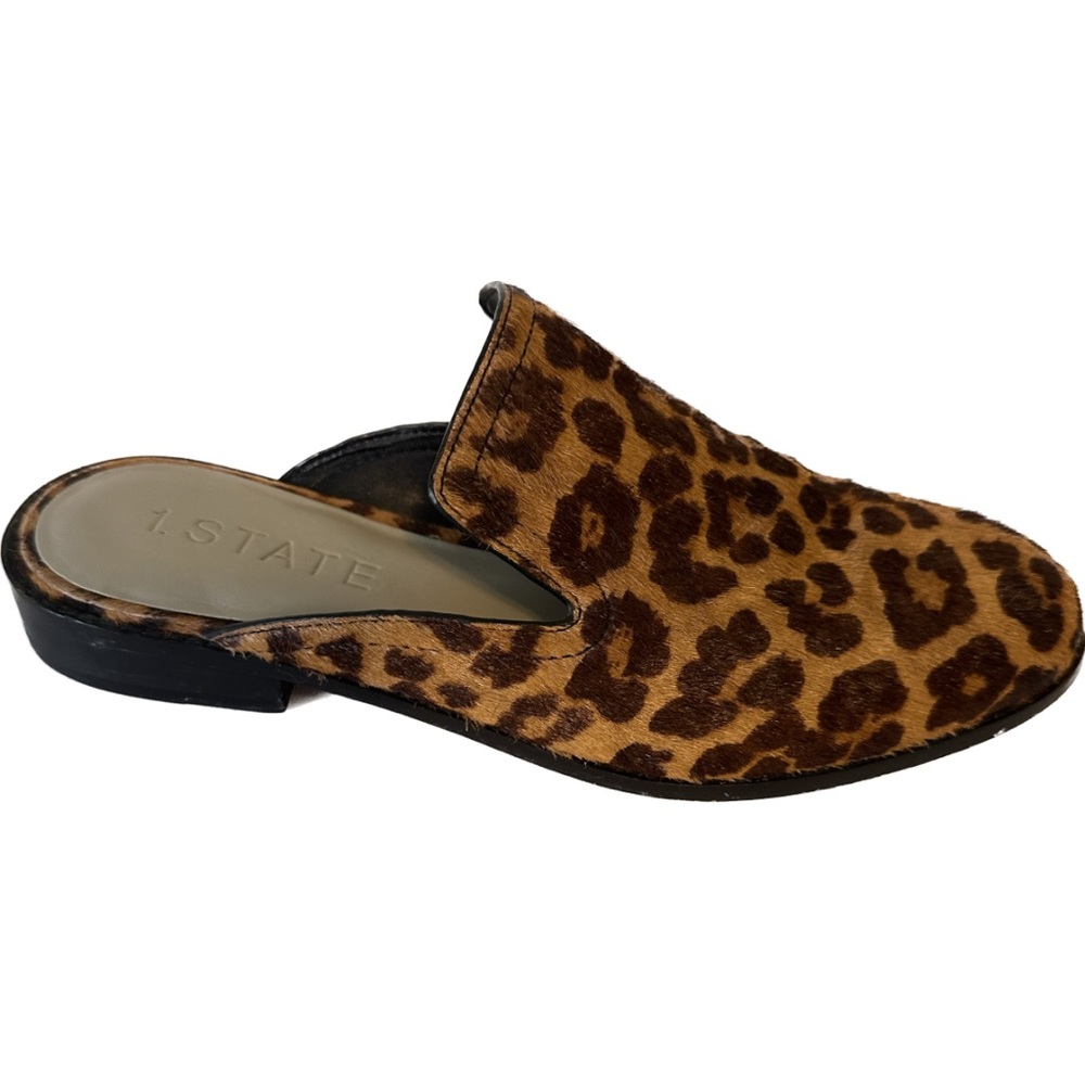 1.State Cow hair Leopard Print Mule Shoes